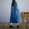 Tiro real 2026 Otoño/Invierno Nuevo Vestido de Pana Suelto Retro Artístico Solapa Manga Larga Hasta la Rodilla Vestido Camisa Falda Larga