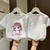 Nuevas camisetas de verano para niños mayores, ropa infantil de algodón puro con dibujos animados, camisetas elegantes y modernas, camisetas de manga corta para niñas