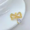 Colgante de Moño y Gota de Agua de Cobre y Oro Elegante Comercio Exterior Transfronterizo DIY Hecho a Mano Joyería Cobre Circonita Microincrustado Colgante Accesorio