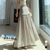 Ropa de Mujer Malla Empalmada Falda de Doble Capa para Mujer Verano Nuevo Estilo Cintura Alta Adelgazante Línea A Ajustada a la Cadera Longitud Media