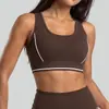 Sutiã esportivo listrado bicolor versátil para mulheres, à prova de choque de impacto médio, sutiã push-up para treino, fitness, yoga, regata feminina