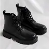 Botas Masculinas de Inverno Aveludadas Espessadas Quentes de Algodão Botas de Trabalho Masculinas Sapatos de Couro Zíper Lateral Cano Médio Casuais Botas de Neve