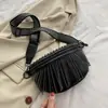 Celebridad de Internet 2022 Bolso de Moda Nuevo Textura Estilo Occidental Hombro para Mujer Cruzado Correa Ancha Todo-partido ins Borla Bolso de Pecho