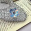 Coreia do Sul Mesmo Estilo Flor de Lantejoula Flor de Sapato Brilho Diamante Miçanga Feita à Mão Estilo Coreano Doce Alto Senso Flor Decorativa para Sapato Joia de Sapato