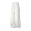 Calça Casual Masculina Han Lu Sarja Texturizada Lâmina Curva Outono Estilo Retro Americano Blocos de Cor Costurados Retos Soltos Longos