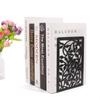 Venda quente transfronteiriça suportes de livro vazados com folhas artesanato de corte de metal suporte de livro criativo decoração de estante de livros de mesa
