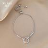 Qiaolanxuan Versión Japonesa y Coreana Pulsera de Plata Esterlina Imitación con Circonita Dorada y Diamantes Completos, Pulsera Elegante de Empuje y Tirón, Moda Versátil, Tendencia, Fábrica