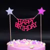 Nueva estrella feliz cumpleaños tela no tejida fiesta bandera de bambú decoración de escena de pastel de cumpleaños tarjeta
