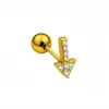 Clavo de acero inoxidable chapado en oro de 18 quilates con circonita para cartílago, joyería de piercing microincrustada, exquisita y compacta