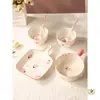Juego de Tazón y Plato de Fresa, Vajilla Doméstica para Una Persona, Cuenco de Arroz de Cerámica, Bol para Fideos, Bonito Plato para Hornear, Creativo Bol para Frutas