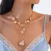 Colar Estilo Resort Boêmio Estrela do Mar Concha Búzio Pérola de Imitação Borla Camada Múltipla Corrente de Clavícula de Alta Qualidade