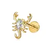 Pendientes de Titanio G23 Chapados en Oro Estilo Europeo y Americano con Diseño de Mariposa y Circonita Blanca, Clavos para Cartílago de Oreja de Lujo Ligero, Tornillos para Labio con Rosca Interna, Joyería de Piercing de Gama Alta