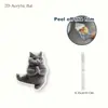 Estilo Plano 2D, 1 Chaveiro Acrílico de Gato de Yoga Fofo - Design Cartoon Cinza com Argola de Metal,