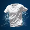 Camiseta Masculina de Manga Curta Esportiva Verão Secagem Rápida Seda Gelada Corrida de Maratona Pista e Campo Ciclismo Treinamento Roupas Fitness