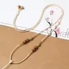 Cordón de collar unisex de cuentas de jade fino tejido a mano, ajustable, con colgante de jadeíta y ágata, cordón para colgar en la clavícula