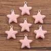 10 cores 17x 19mm Acessórios de resina DIY pingente de rosa totalmente gravado estrela de cinco pontas acessórios para joias