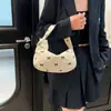 Bolsa de Mão Feminina 2025 Nova Temporada de Outono com Estampa de Moda em Veludo Cotelê Bolsa de Ombro Simples