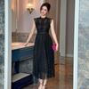 Vestido Bordado com Renda para Mulheres 2026 Verão Novo Estilo Estilo Francês Preto Sexy Longo Verão 21850
