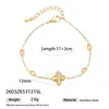 Pulseira de Aço Titânio Taina Europeia e Americana Transfronteiriça Não Desbota Fashionável Tendência Trevo de Quatro Folhas Cravejado com Strass Joia de Mão de Luxo Leve Acabamento de Alto Padrão para Mulheres