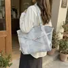 Bolsa Casual Grande Capacidade Estilo Coreano para Mulheres, Bolsa de Trabalho, Novo Modelo 2026, Bolsa de Ombro Simples Xadrez, Bolsa Tote Versátil