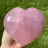 Pieza de Talla de Flor de Hibisco con Forma de Corazón de Cristal Rosa Natural, Artesanías de Cristal Rosa Pulido, Decoración de Escritorio para el Hogar
