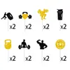 Faixa de Decoração de Aniversário Tema Fitness Transfronteiriço Preto Dourado Pingente de Academia Bandeira de Decoração de Festa de Aniversário e Flor