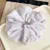 Goma para el pelo de encaje con lazo a cuadros estilo coreano para mujer, Diadema elástica de alta gama para coleta grande, Accesorio para el pelo elástico fruncido