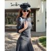 Conjunto de Duas Peças Feminino Delicado Versátil para o Dia a Dia Outono/Inverno 2025 Transfronteiriço, Blusa de Tricô Slim de Manga Comprida e Saia