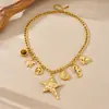 Collar con Colgante de Estrella de Mar Chapado en Oro Personalizado Creativo Transfronterizo Europeo y Americano Acero Inoxidable Accesorios de Vida Marina