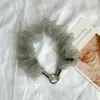 Goma para el pelo plisada de malla con lunares de burbuja, correa de muñeca, cordón para teléfono, bolsa fresca y versátil, llavero para coche