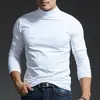 Camiseta de manga longa Jingtao com gola alta parcial para outono e primavera, roupa íntima elástica, top masculino moderno, gola média, camiseta de algodão