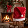 Nuevos artículos de decoración navideña transfronteriza: fundas de silla de felpa corta, fundas decorativas de mesa y silla de Navidad, accesorios de decoración para respaldo