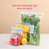 Saco de Preservação com Costela Dupla Doméstico em Massa Sacola Densa Retrátil Saco de Armazenamento para Geladeira Grau Alimentício Saco Espessado Autovedante
