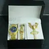 Moda Genial Conjunto de Collar con Colgante de Cruz Pulsera Reloj Caja de Regalo Traje Regalos Hermosos de Alta Gama para Hombres