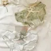 Aterrizaje de Mariposa~Panty de Encaje de Deseo Puro para Mujer 10A Antibacteriano Algodón Puro en la Entrepierna Sexy de Cintura Baja Suave Cómodo