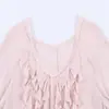 Nueva Moda de Verano para Mujer Estilo Europeo y Americano Comercio Exterior Versátil Camisa de Manga Larga de Encaje en Capas