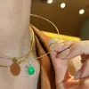 Nova Gargantilha Pingente de Calcedônia com Diamantes Completo Moda Simples Elegante Nicho Luxo Leve Versátil Colar de Alta Qualidade