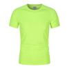Camiseta deportiva de secado rápido de 170 g, resistente a los rayos UV, súper suave, con cuello redondo, color sólido, para correr, para hombres y mujeres, de manga corta, con logotipo impreso personalizado.