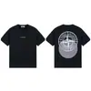Camiseta de Manga Curta Versão Correta Transfronteiriça da Ilha Pedra Quatro com Estampa de Bússola no Peito, Gola Redonda, Solta, Mesmo Estilo para Homens e Mulheres