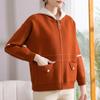 2025 Cross-Border Nova Coleção Outono e Inverno Roupa para Mães Tricô Jaqueta Cardigan de Tricô com Capuz Solto Roupa para Mulheres de Meia-Idade e Idosas