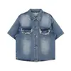Chaqueta de mezclilla retro americana nueva para hombre diseño de nicho camisa de manga corta chaqueta de mezclilla shorts cortos de mezclilla marca de moda