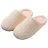 Nuevas zapatillas de algodón estilo japonés para mujer, otoño e invierno, felpa a rayas, cálidas para el hogar interior, silenciosas, antideslizantes, zapatos de algodón para mujer, invierno