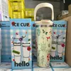 Taza de Coche Transfronteriza de 30 oz para Doble Bebida Termo Impreso Portátil para Exteriores con Asa y Popote Venta al por Mayor