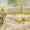 Juego de Ropa de Cama de Cuatro Piezas de Algodón Puro Grado Materno e Infantil de Nantong, Funda de Edredón Individual, Juego de Sábanas Ajustables de Tres Piezas para Dormitorio Estudiantil 4