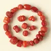 Accesorios de joyería de cristal natural y ágata roja del sur, ágata color rojo caqui, calabaza de la fortuna, cabeza de león con agujeros, productos semiacabados al por mayor