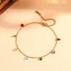 Tobillera Casual y Versátil de Acero de Titanio con Múltiples Colgantes de Diamantes de Colores. Colgantes Europeos y Americanos de Acero Inoxidable que No se Desvanecen y Exquisitos Accesorios para Pies