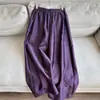 Pantalones Casuales de Algodón de Pierna Ancha para Mujer, Estilo Nuevo 2026, Otoño, Cintura Elástica, Largo Cropped, Venta al por Mayor H19EK26839