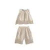 Traje de Niña Estilo Coreano 2026 Verano Nuevo Estilo Chaleco Vestido Conjunto de Dos Piezas Bebé Niña Bordado de Encaje Ropa para Niña Pequeña