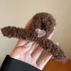 Pinza de garra con lazo de estampado de leopardo marrón para mujer, pinza de tiburón estilo Maillard para recogidos, accesorio para el cabello de otoño e invierno
