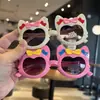 Gafas de Sol Infantiles con Lazo de Dibujos Animados, Lindas para Tomar Fotos de Ahri, Gafas Pequeñas con Forma de Zorro, Protección Solar, Enlace de Tendencia Infantil